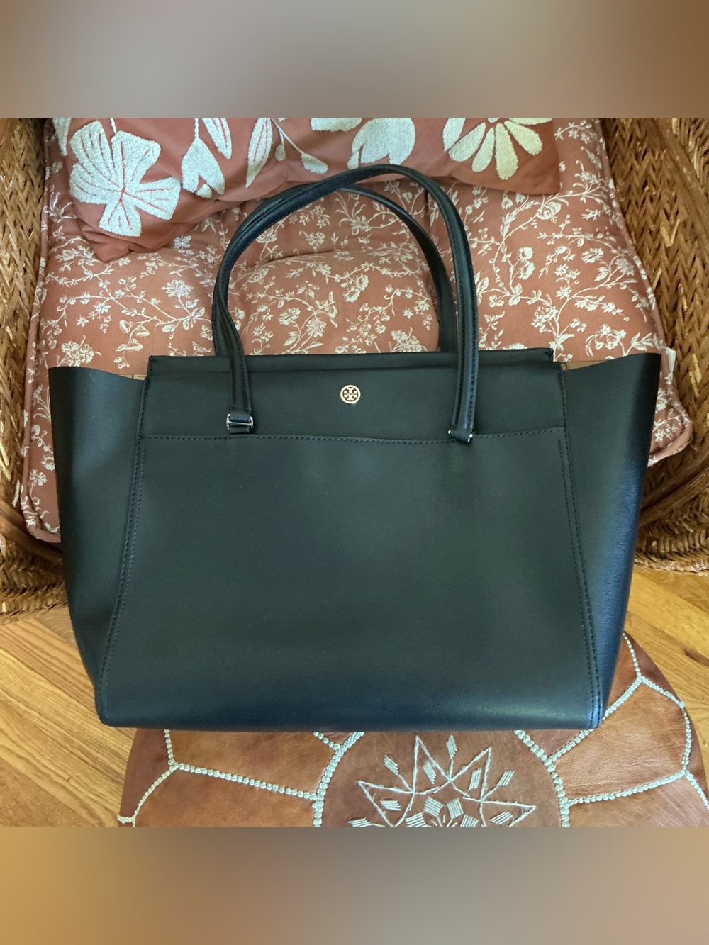 Tory Burch Black Leather ‘Parker’ Tote